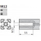 Profilo in alluminio 40x40L - M12